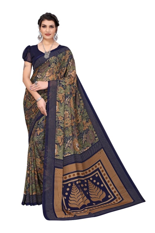 Fancy Georgette Printed Saree With blouse